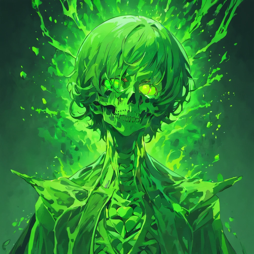 Green skull melting