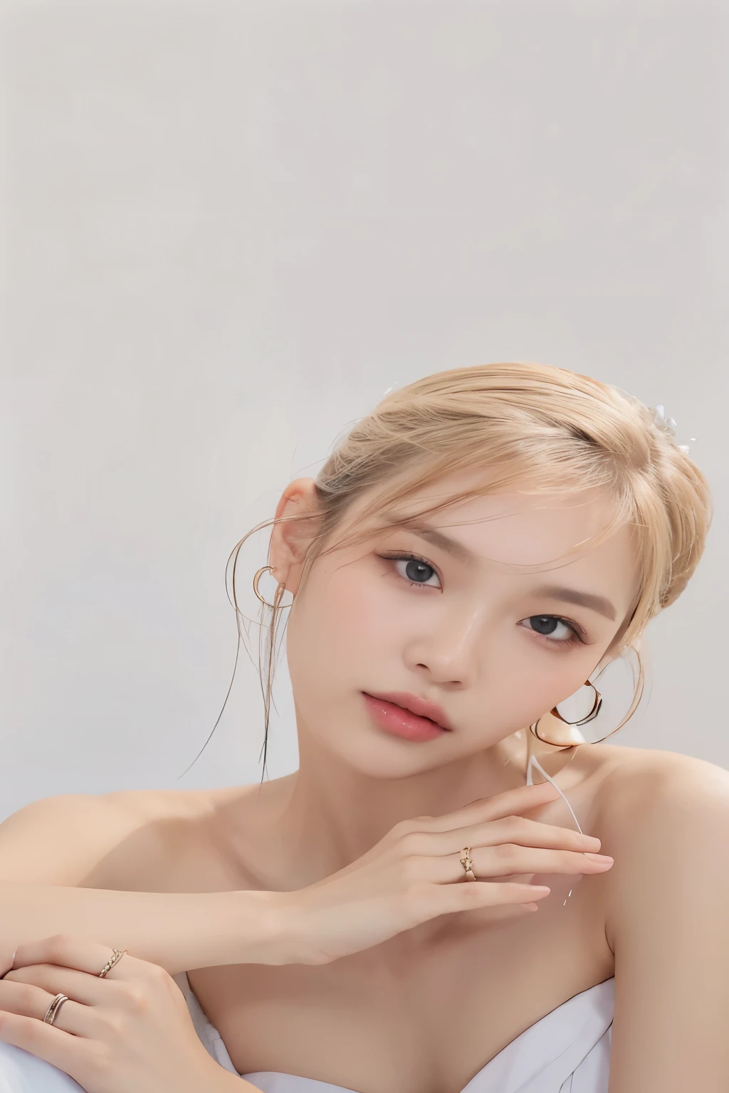 Un primer plano de una mujer con un vestido blanco posando para una foto, Retrato de Jossi de Blackpink, Parque Roseanne de Blackpink, Retrato Jisoo Blackpink, Jossi de Blackpink, portrait of female Korean idol, Jisoo de Blackpink, Jisoo de Blackpink, Retrato de Kpop Idol, Lalisa Manobal, rosa negro, JIA, Sun Yunjoo