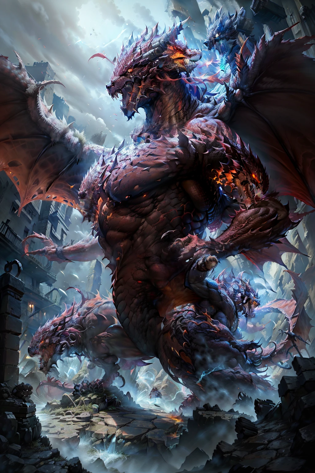 Title: "Clash of the CGC Rogues: A Manticore's Wrath"
Description:
A captivating comic art cover unfolds, bringing the vivid world of CGC rogues to life under the masterful brushstrokes of artist Geoffrey Brody, emulating the intricate style of Marco Mazzoni. Intense coloration dominates the scene, with a dark, ominous grey backdrop contrasting fiercely against bold red hues that ignite the imagination.
At the heart of the chaos, an imposing Manticore, its body adorned with intricate scales, stands tall and proud, its fiery mane illuminated