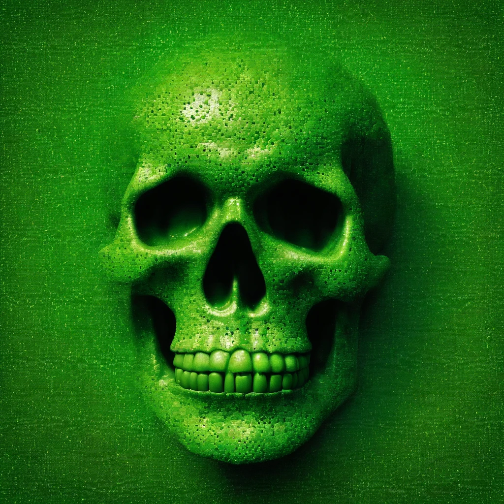 Green skull melting