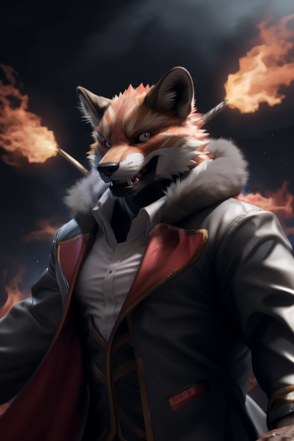 The fox of Vegas, in the comic version, adopts the enchanting style of the manticore. His sleek fur coat is a mesmerizing blend of dark gray and fiery red. With a dynamic pose, he exudes an aura of raw energy and captivating charm. This intricately designed character is a reinterpretation of the human form, with radiant clusters of vibrant colors adorning his body. The fox of Vegas, a masterpiece by Willem van Aelst, is a testament to the artist's extraordinary talent and creativity. His avid expression is filled with excitement and mischief, inviting the viewer into a thrilling, action-