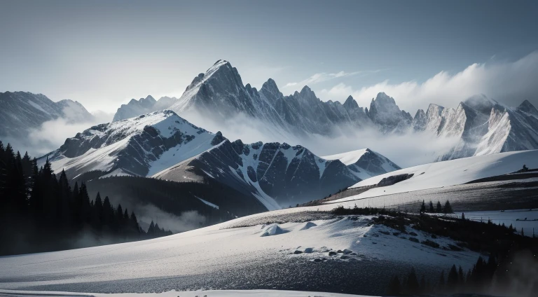 Black-gray tones,Endless mountains,HD,4K