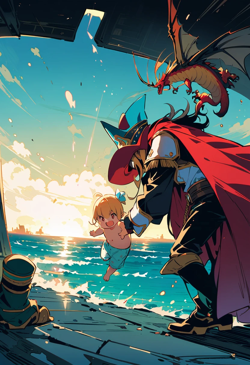 Captain Harlock pimp smacks a baby dragon to the floor of his battleship