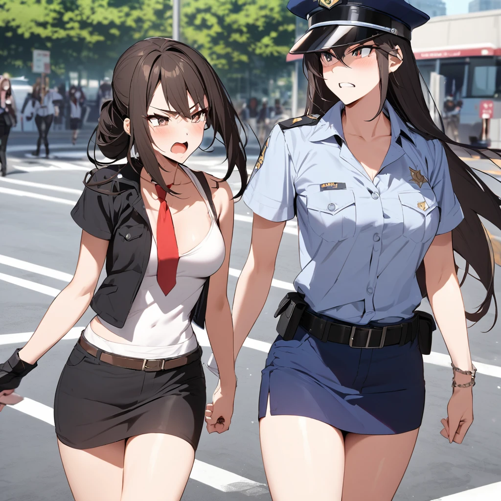 police arrest cosplay hotties that were arguing at a busy intersection