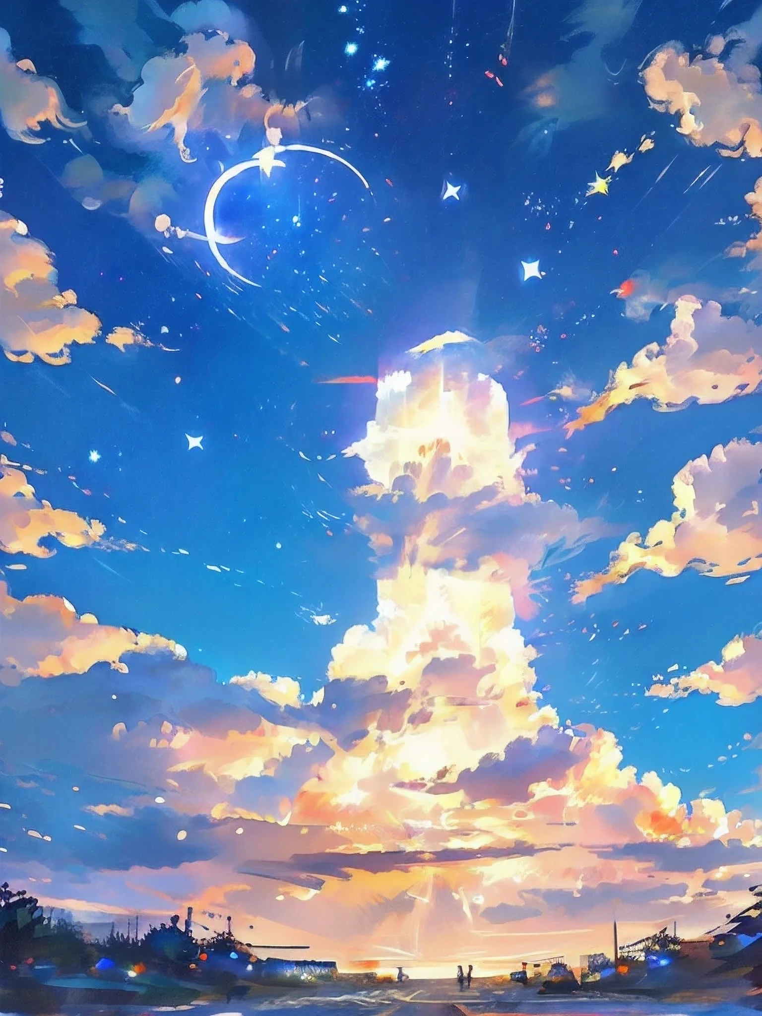 A big, mysterious star floating in the night sky、beautiful、Countless little starilky Way