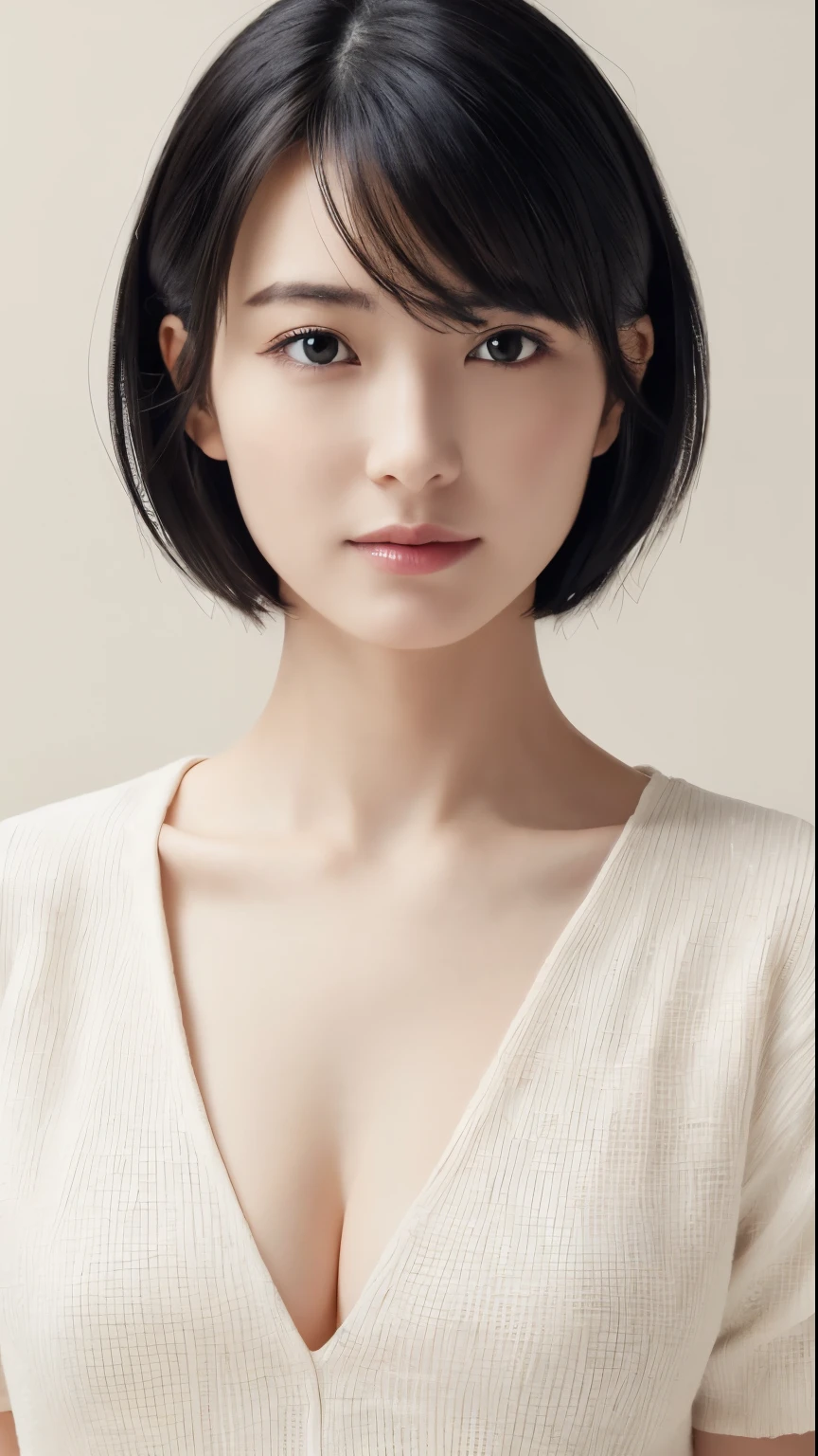 Tall Asian Beauty、175cm、Slim nude body、small tits、A dark-haired、Short Bob Hair、