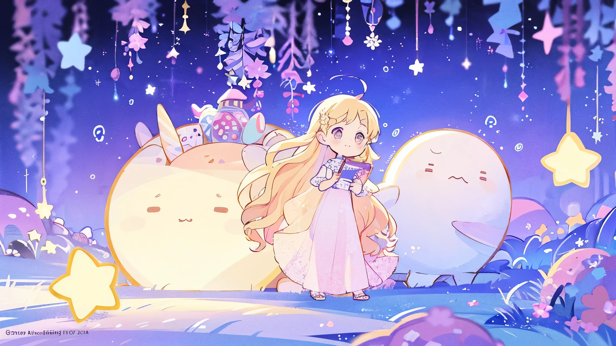 complex background, wishing star background, a woman wearing an ethereal mystical pink translucent dress that reflects the stars, perfume promo art, mystic, complex drawing, highly detailed, Covergirl brand, promo art, artistic rendition, ethereal, starry night, midjourney style
