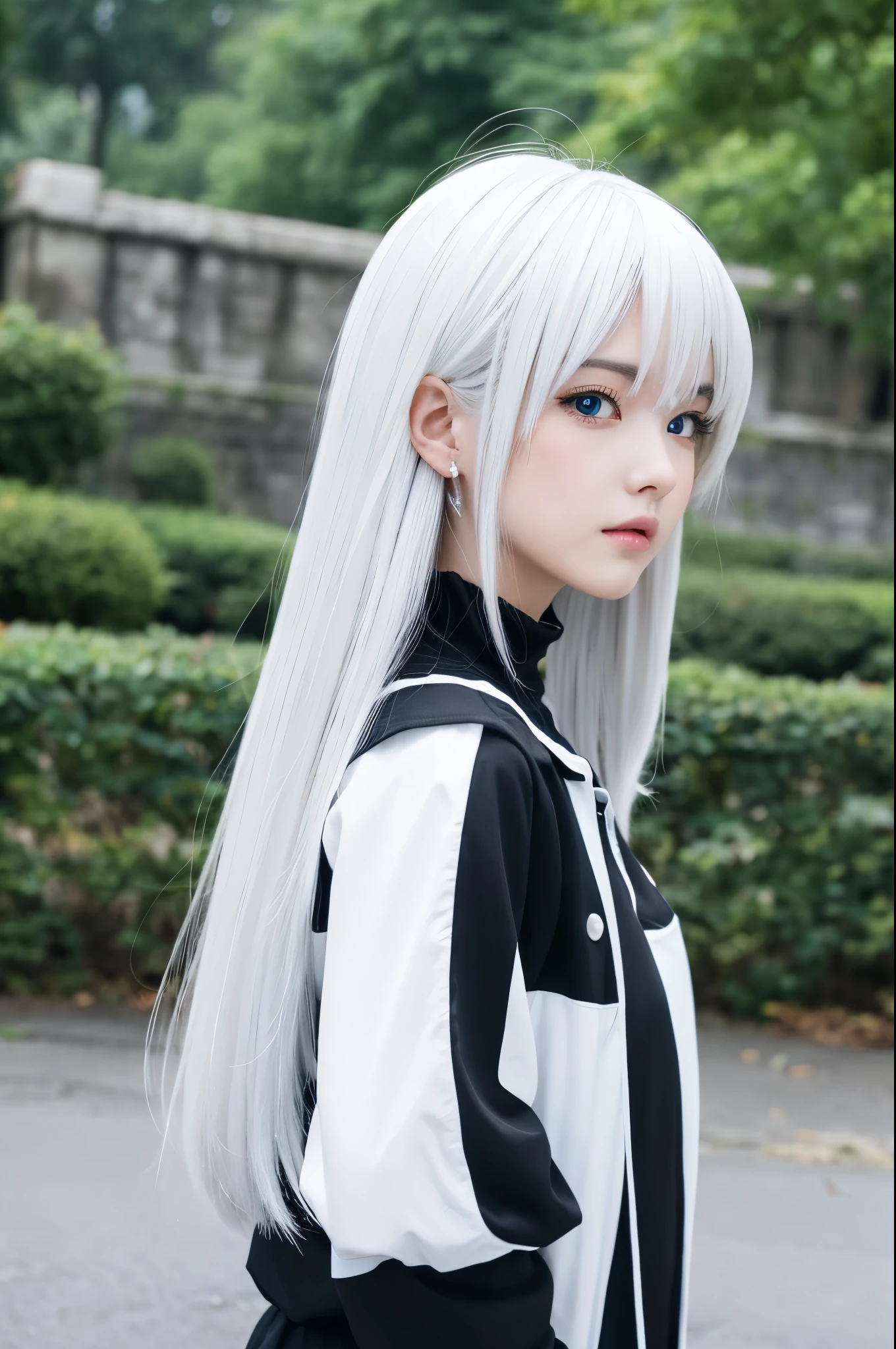 white hair anime girl