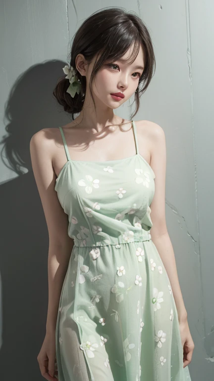 dress light green thin flower pattern , medium breast