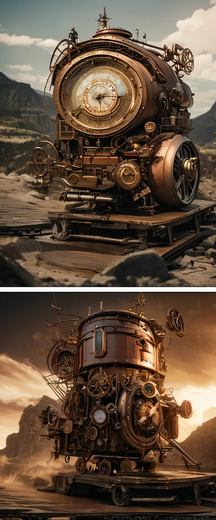 Cartoon，The Bible shines in the sky，steampunk style，Super fine，8K，Superb mechanical depictions，Overclocked renderer，Super real photos