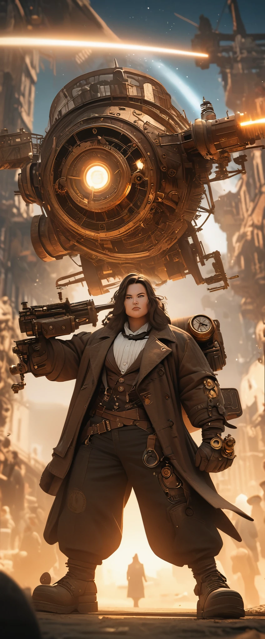 Cartoon,The Bible shines in the sky,steampunk style,Super fine,8K,Superb mechanical depictions,Overclocked renderer,Super real photos