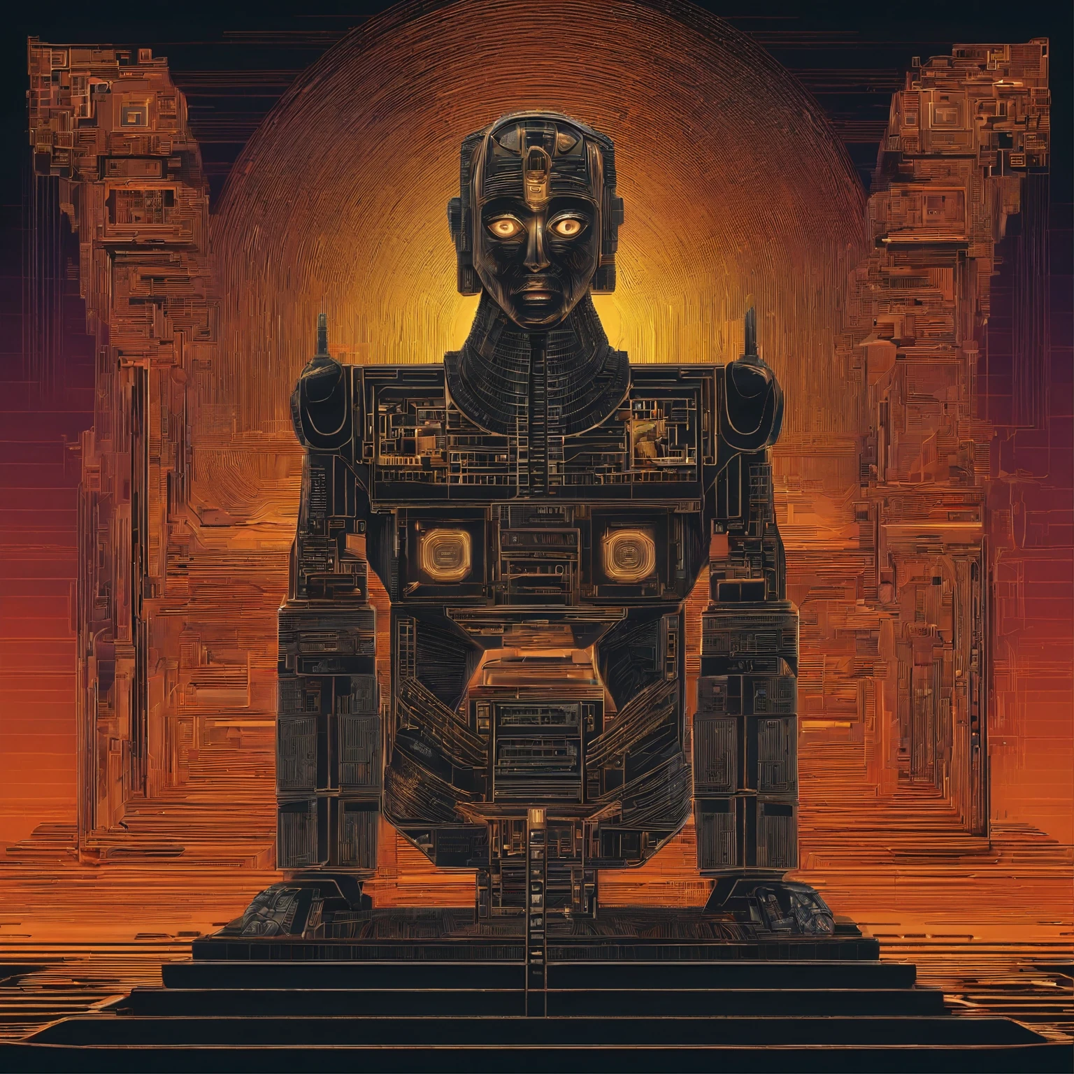 ((ambiance hypnotique)), Two Egyptian mummies inside a pyramid, Deux hommes qui ont l’air de danser, (psychedelic effect), representation of the Egyptian gods,