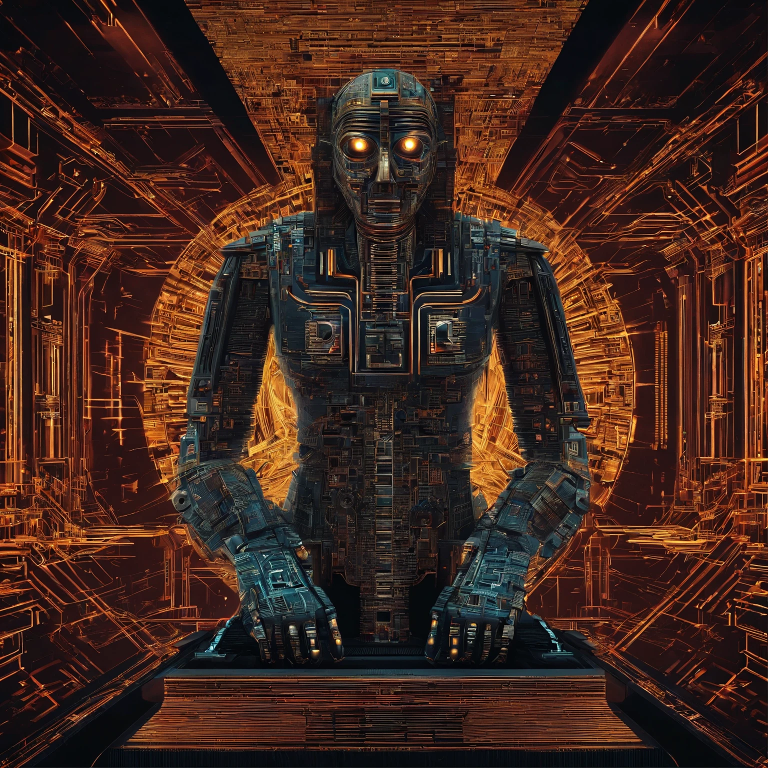 ((ambiance hypnotique)), Two Egyptian mummies inside a pyramid, Deux hommes qui ont l’air de danser, (psychedelic effect), representation of the Egyptian gods,