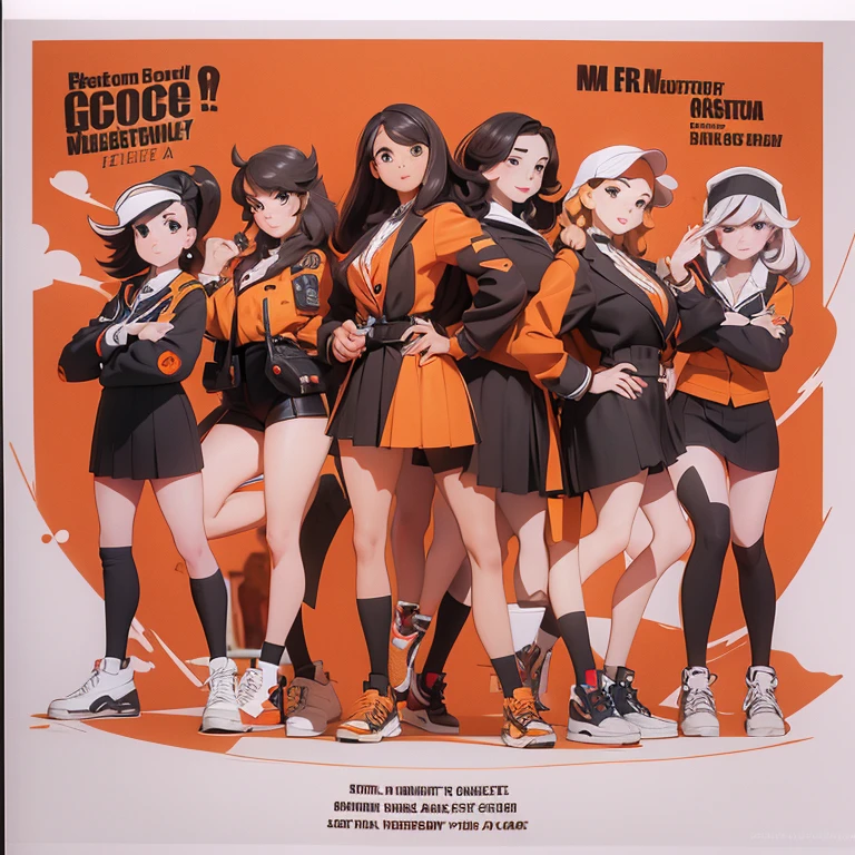 Retro style student squad welcome post, black white orange colors, with photos , high quality, masterpiece, Highest Resolution