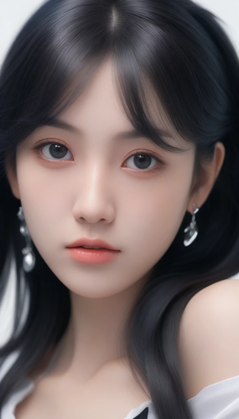 a close up of a woman with long hair wearing a black dress, photorealistic anime girl render, 3 d anime realistic, realistic anime 3 d style, realistic young anime girl, render of a cute 3d anime girl, anime styled 3d, smooth anime cg art, 8k portrait render, silver hair (ponytail), render of april, 3d anime girl