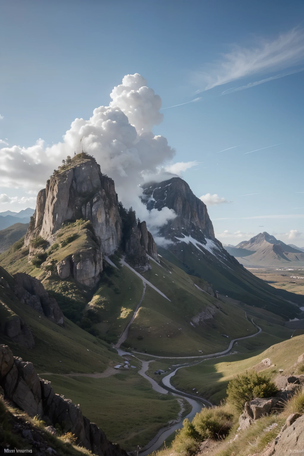 Mejor calidad, mucha definicion y detalle, Has un paisaje que nos transmita melancolia y esperanza, where the protagonists are three mountains representing the father, al hijo y al espiritu santo, ademas de la esperanza en cristo
