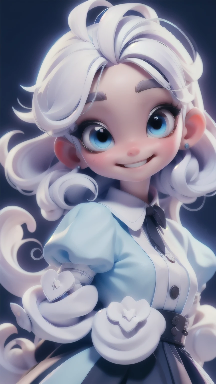 Alice in Wonderland, Model figure style , maid clothes black color, clothes maid black color, sweet girl, exquisite eyes, white hair, delicate smile, show body , simple white background