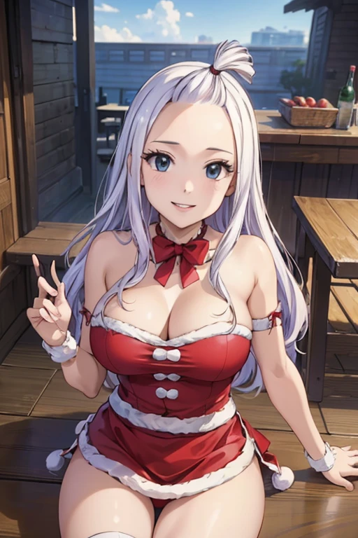 (best quality,4k,8k,highres,masterpiece:1.2),ultra-detailed,realistic,photorealistic:1.37, Mirajane Strauss With a beautiful smile wearing a Santa Claus outfit  