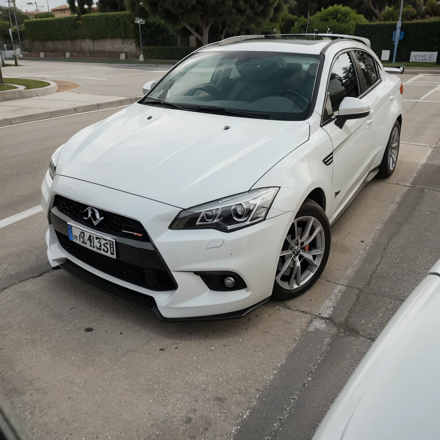 Un carro color blanco, deportivo 