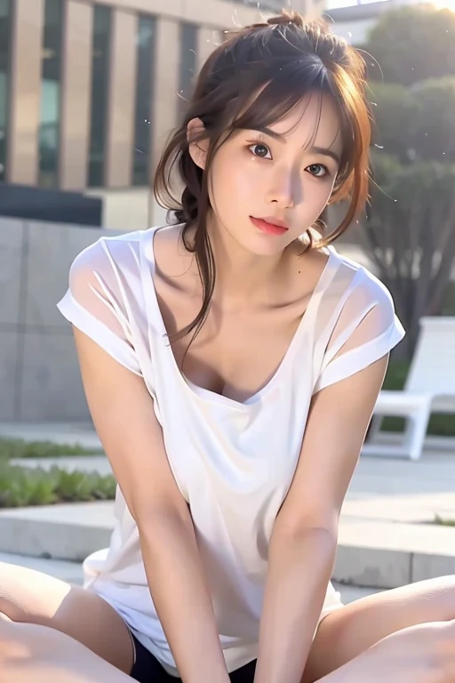 (Raw photo:1.2),((realistic:1.4))highest quality ,masterpiece, figure, very delicate and beautiful, very detailed ,cg ,unity ,8k wallpaper, wonderful, finely, masterpiece,highest quality,official art,very detailed cg unity 8k wallpaper,disorganized, incredibly disorganized, huge file size, Super detailed, High resolution, very detailed,beautiful detailed girl, very detailed eyes and face, detailed and beautiful eyes,cinematic lighting,I will learn Korean,1 girl,full body,full body shot,white top,big breasts,looking at the viewer,mall,yoga shorts