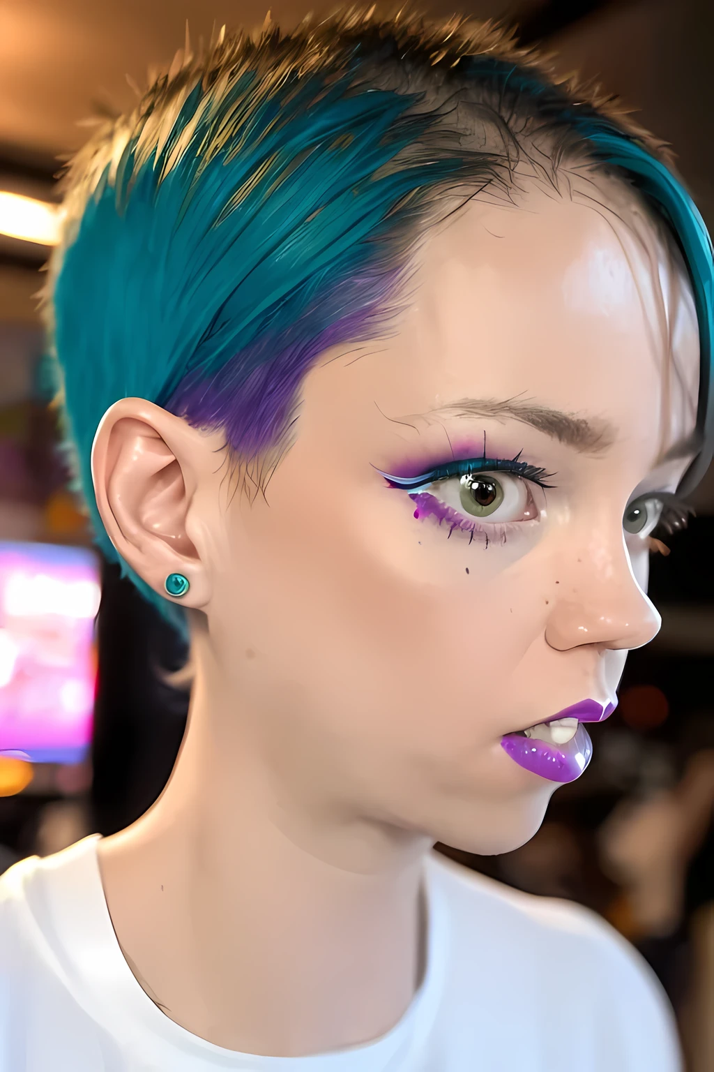 coopie a woman with colorful makeup and rainbow paint on her face, creative colorfull - makeup, colorful photo, creative makeup, color photograph portrait 4k, colorful picture, colorful, colorfully, colorful rave makeup, pop art look, color portrait, painted face, beautiful and colorful, colorful photograph, colorful mood, bright and colorful, painted look, portrait color glamour