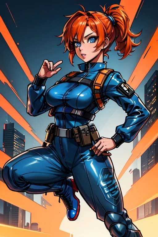 action pose of woman with gun, Biquina