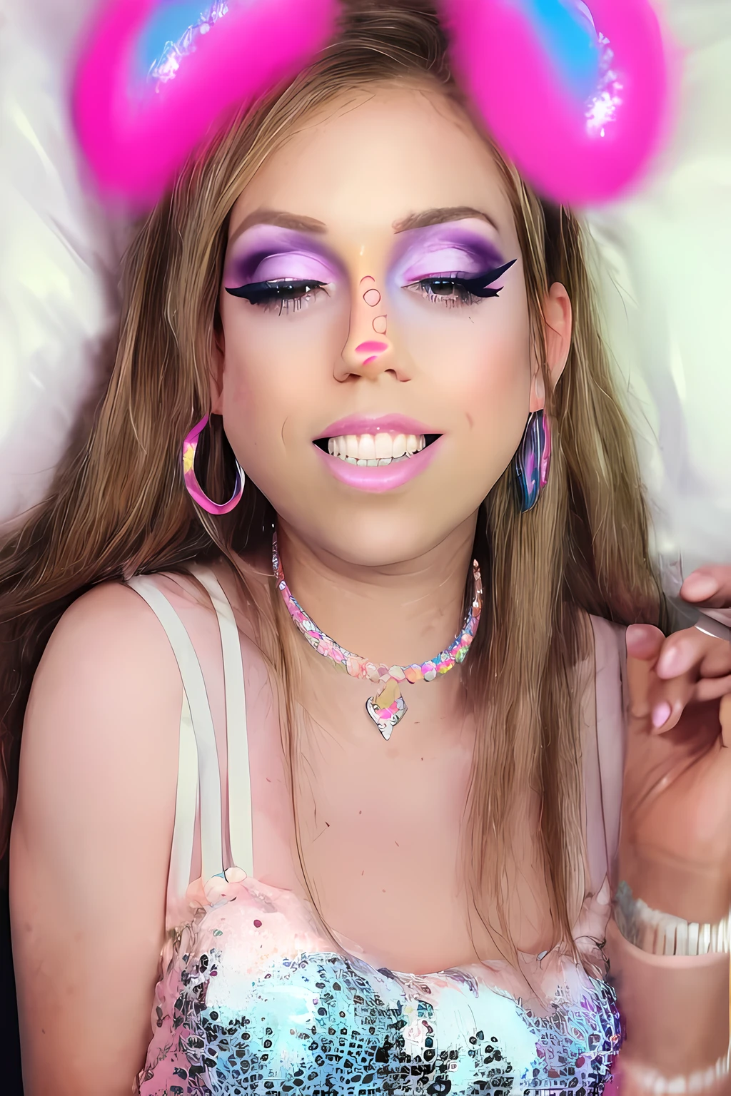 jessicagraham a woman with colorful makeup and rainbow paint on her face, creative colorfull - makeup, colorful photo, creative makeup, color photograph portrait 4k, colorful picture, colorful, colorfully, colorful rave makeup, pop art look, color portrait, painted face, beautiful and colorful, colorful photograph, colorful mood, bright and colorful, painted look, portrait color glamour