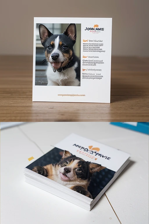 Crea folletos, business cards and other printed marketing materials highlighting PetPal&#39;s services and benefits to pets and their owners. Use high-quality images and clear, concise messages to communicate the business value proposition.