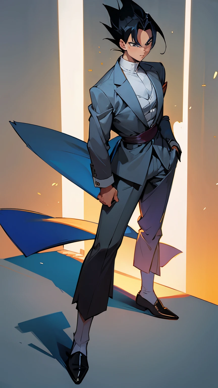 Gohan wearing gray blazer full body facing front