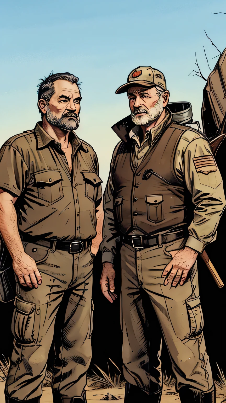 Jimmy (30 year old) and his father (55 year old) preparing for a hunting trip