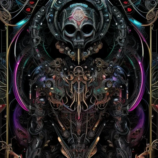 (masterpiece, best quality: 1.2), goddess of death and destruction, ultra detailed, highest detail, (body horror: 1.4), (biomachine: 1.3), (bloody: 1.2), death incarnate, omniscient being(colorful: -1.0), peaceful,iridescent, pearlescent, (machine: 1.3), Hans Giger, many hands, (zentangle: 1.2), black petroleum color scheme, glitter sparkling in the background,