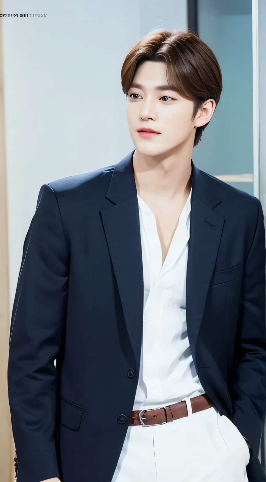 front face, (Super cool S class boy)、Kim Taehyung、 20 year old korean boys、Syoung handsome man、 full body photo、 (CG Unity 8K high-definition photos)、 (very detailedShandsome man in class)、 (Photoreal)、 ((highest quality))、 Super detailed、 (masterpiece)、 Super high quality、 short hair、 bright pictures、 Handsome guy like a model、 Handsome like an idol、 ,((positive:1.5)), K-POP, white background, ((super realistic photos:1.5)), muscular, masculine, high school teacher、gentlemen、white dress shirt、black pants、classroom