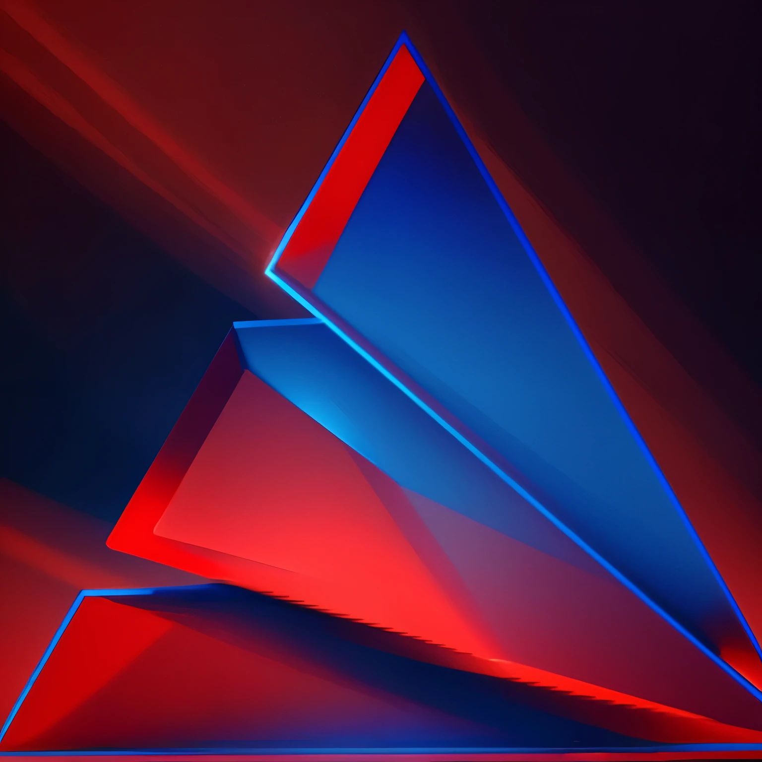 a close up of a triangle with a red and blue triangle, avatar image, Logo without text, [ fragments, flat triangles, Best Logo, triangle fragments, in a triangular formation, triangle, corner design, profile picture, profile picture, 3D Logo, red and blue theme, AutoCAD, triangle to use spell, triangular elements, Trillian