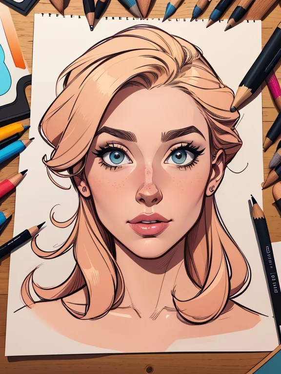 Personagem Penelope charmosa Imagem de desenho animado de uma mulher .cartoon style illustration, estilo de arte dos desenhos animados, estilo de arte dos desenhos animados, digital illustration style, design de personagens altamente detalhado, arte digital detalhada fofa,, Design de personagens de retrato, beautiful digital illustration, retrato de alta qualidade, Arte em quadrinhos, Corpo inteiro