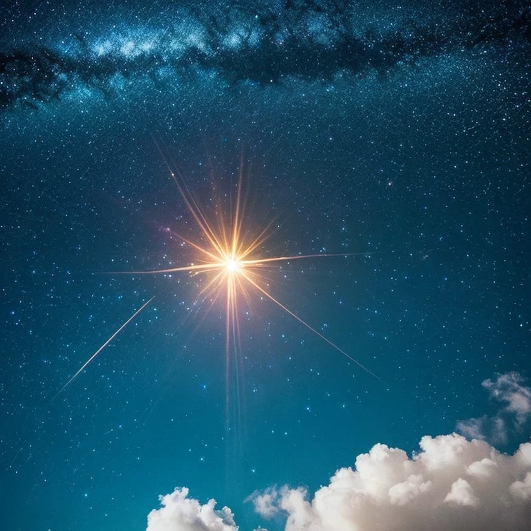 low resolution,highest quality,Fluffy Sky,The whole thing is shining(Things are sparkling),night sky,ephemeral,one girl,Still image,Happy