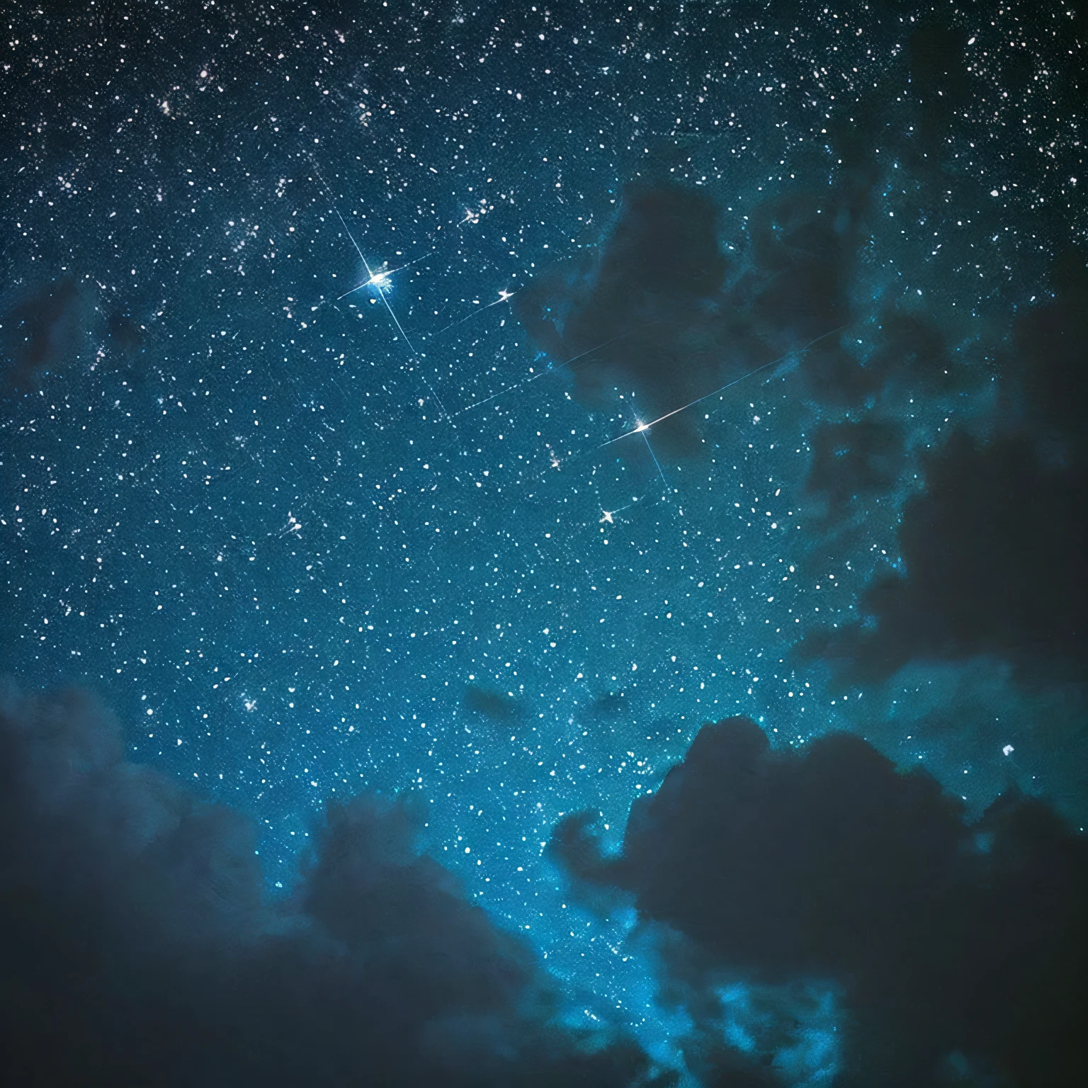 low resolution,highest quality,Fluffy Sky,the whole thing is shining(Things are sparkling),night sky