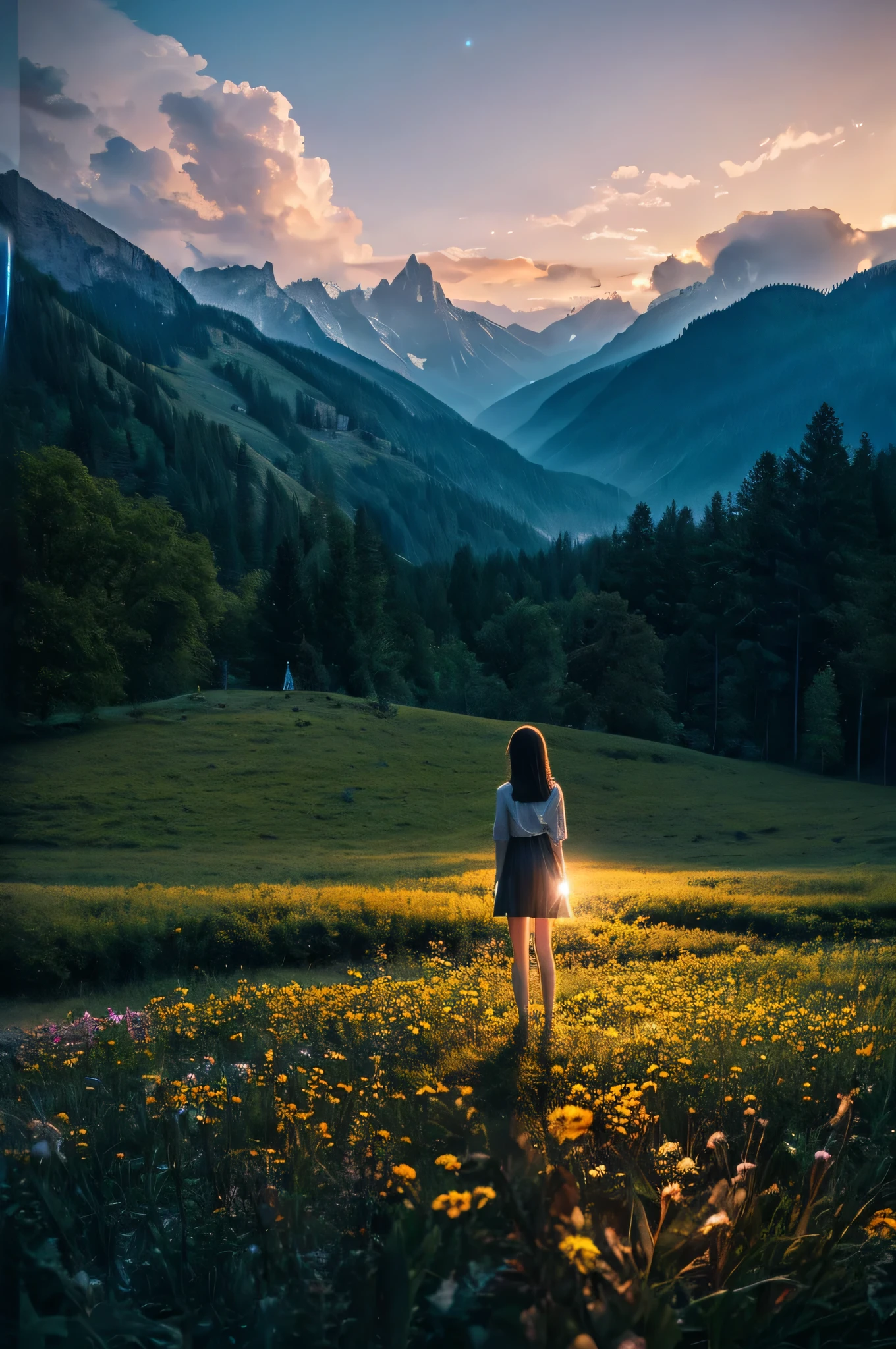 ((high resolution)),((landscape)),((girl)),((sad)),((The whole thing is sparkling))