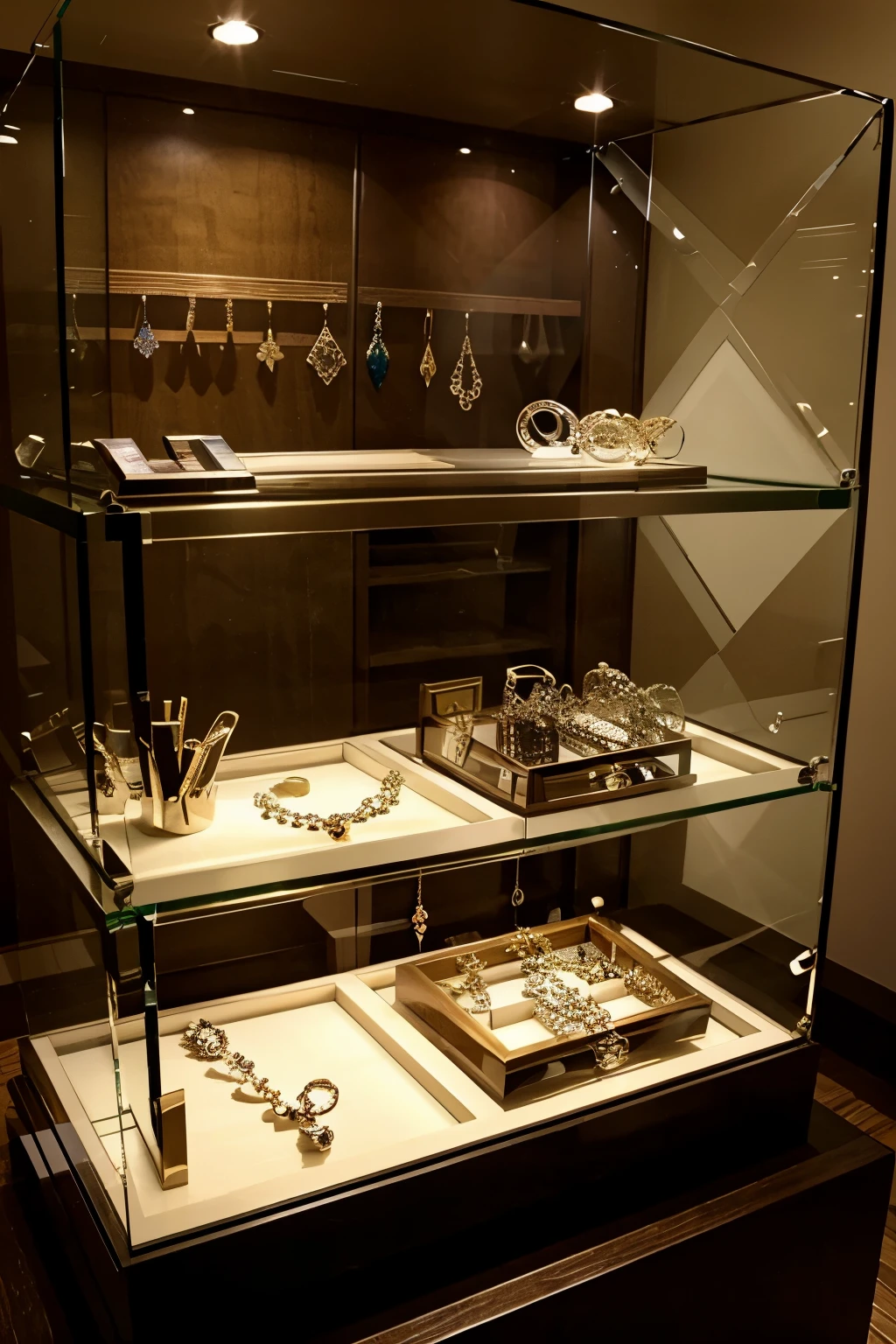 glass jewelry display case 
