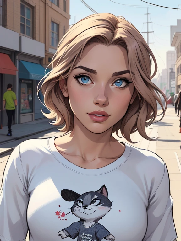 (estilo de desenho animado:1.2), Imagem de desenho animado de uma mulher com cabelo azul, cap, roupas de rua hip hop , garota funky super fofa, cartoon style illustration, estilo de arte dos desenhos animados, estilo de arte dos desenhos animados, digital illustration style, design de personagens altamente detalhado, arte digital detalhada fofa, City fan art, design de personagem retrato, beautiful digital illustration, retrato de alta qualidade, arte em quadrinhos, retrato do design do personagem, white background Buso without clothes and medium breasts