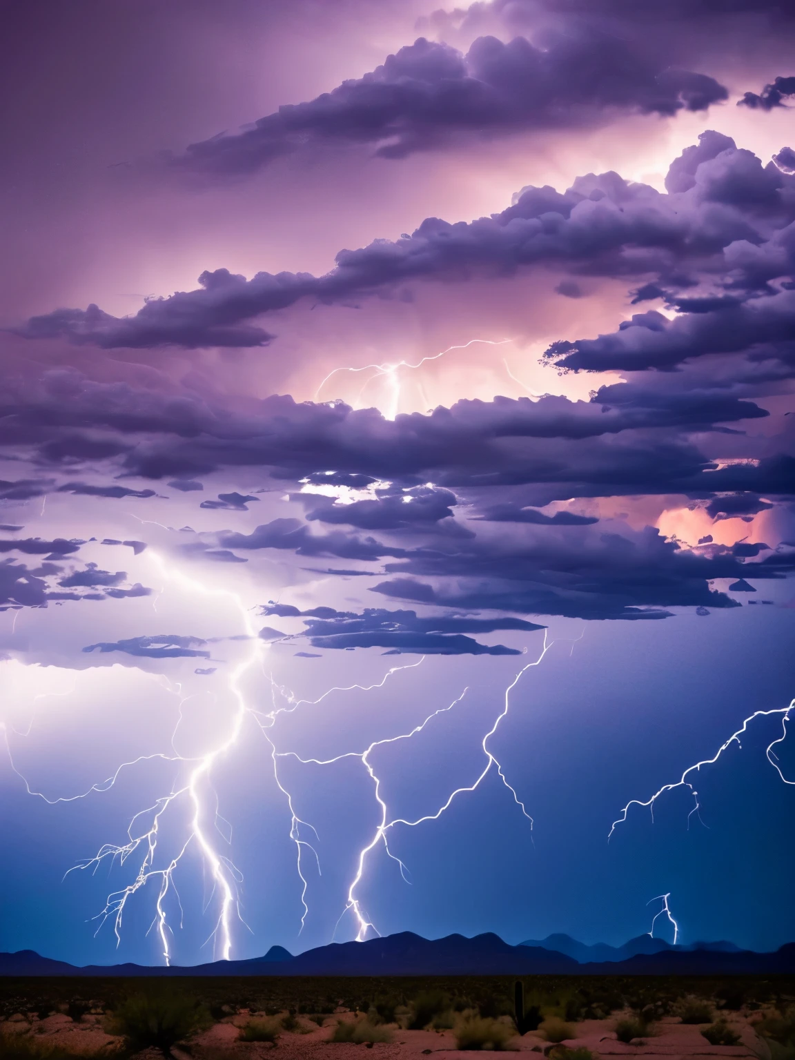 Lightning storm coming across an Arizona desert.