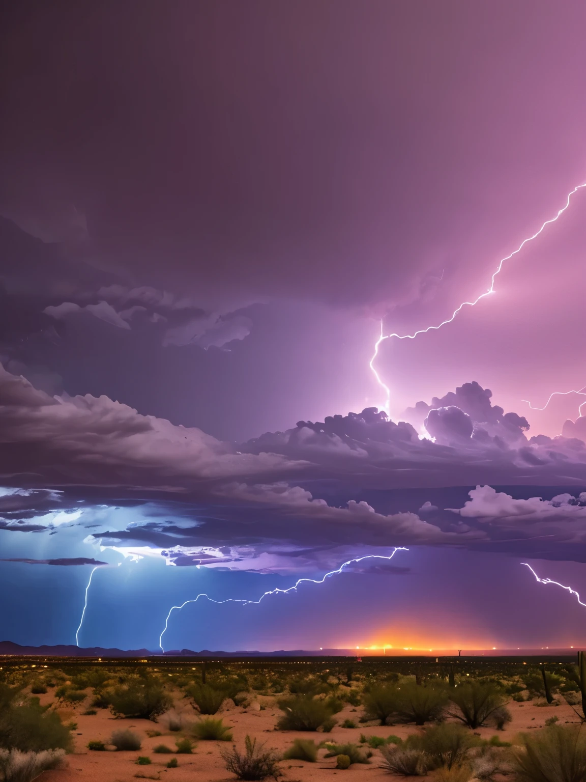 Lightning storm coming across an Arizona desert.