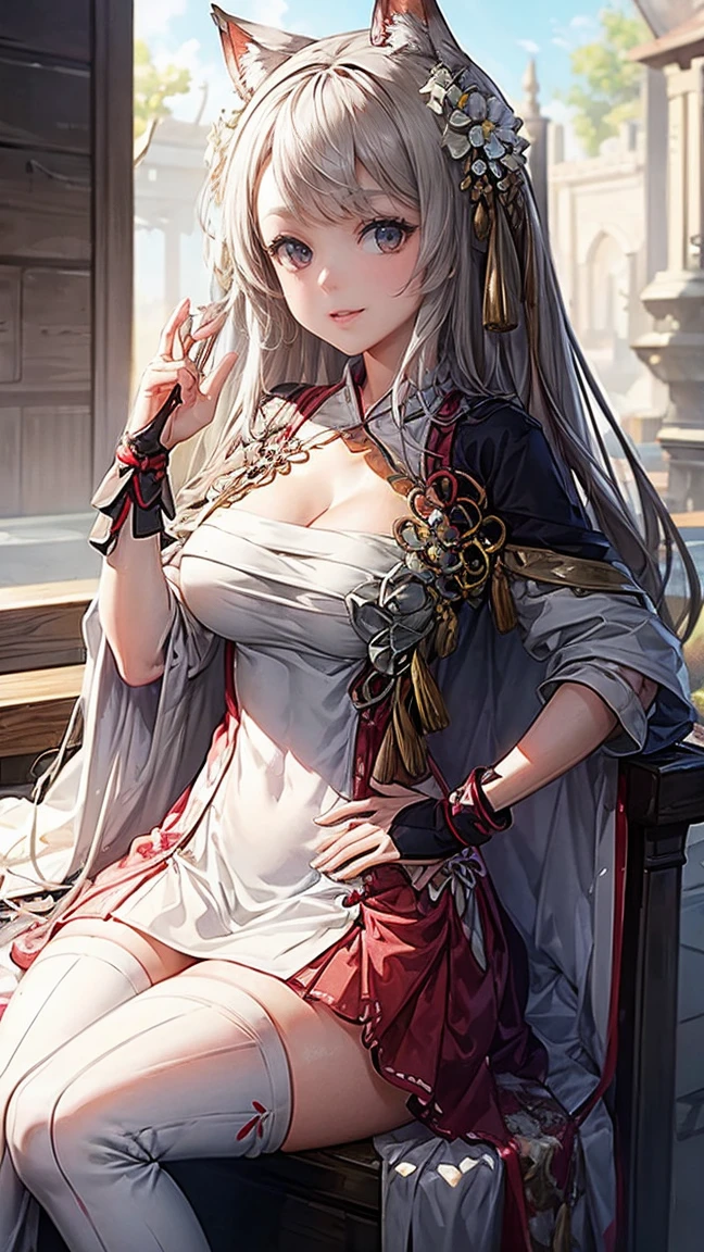 Anime girl sitting on chair in white dress, cute anime waifu in a nice dress, azur lane style, Guweiz in Pixiv ArtStation, trending on artstation pixiv, Guweiz on ArtStation Pixiv, Anime goddess, onmyoji, trending on cgstation, style of anime4 K, Guviz, perfect body, perfect breast,((Best quality, 8k, Masterpiece :1.3)), Sharp focus :1.2, Perfect body beauty: 1.4, lewd face and holding condoms,hand between leg