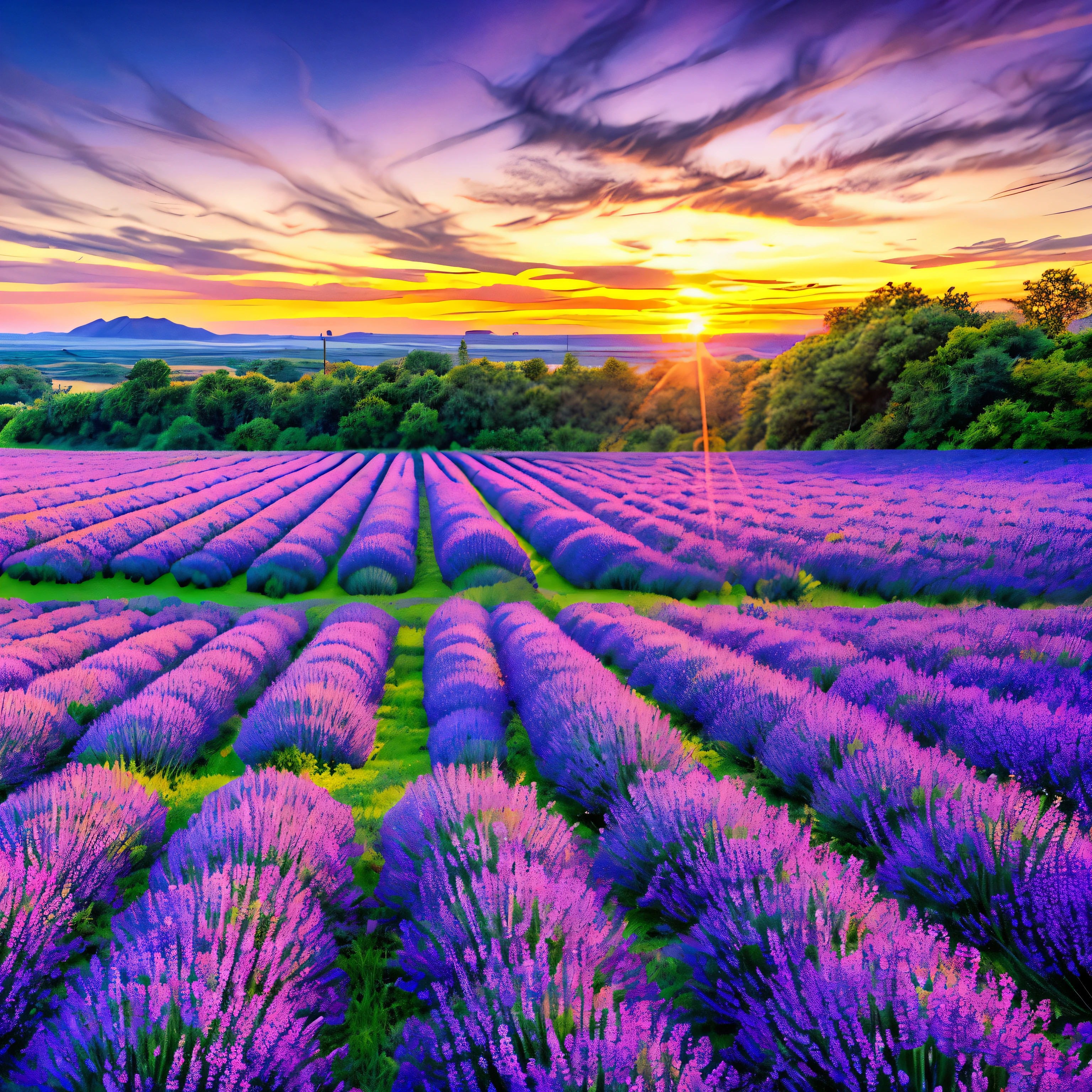  sea of flowers/sea of flowers/sea of flowers sunflowers.lavender.cherry blossoms.Various varieties of roses.starry skies.purple flowers.(highest quality,4k,8K,High resolution,masterpiece:1.2),Super detailed,(actual,photoactual,photo-actual:1.37),sea of flowers landscape、Purple、
