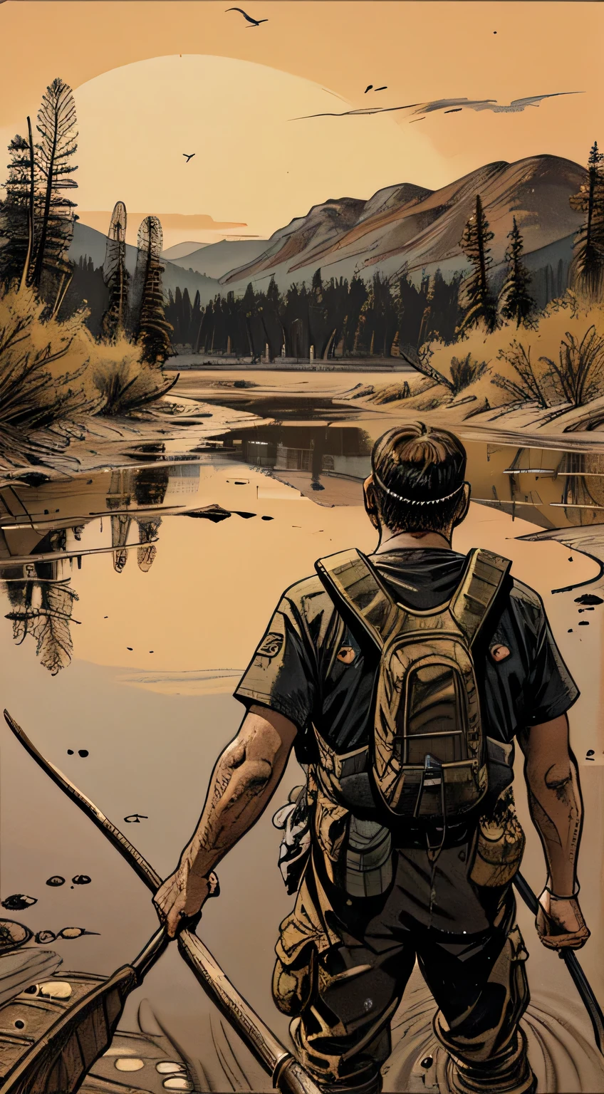 Jimmy and his father recount their harrowing ordeal of navigating through the dried-up riverbed, dragging their canoe and gear through the thick muck.