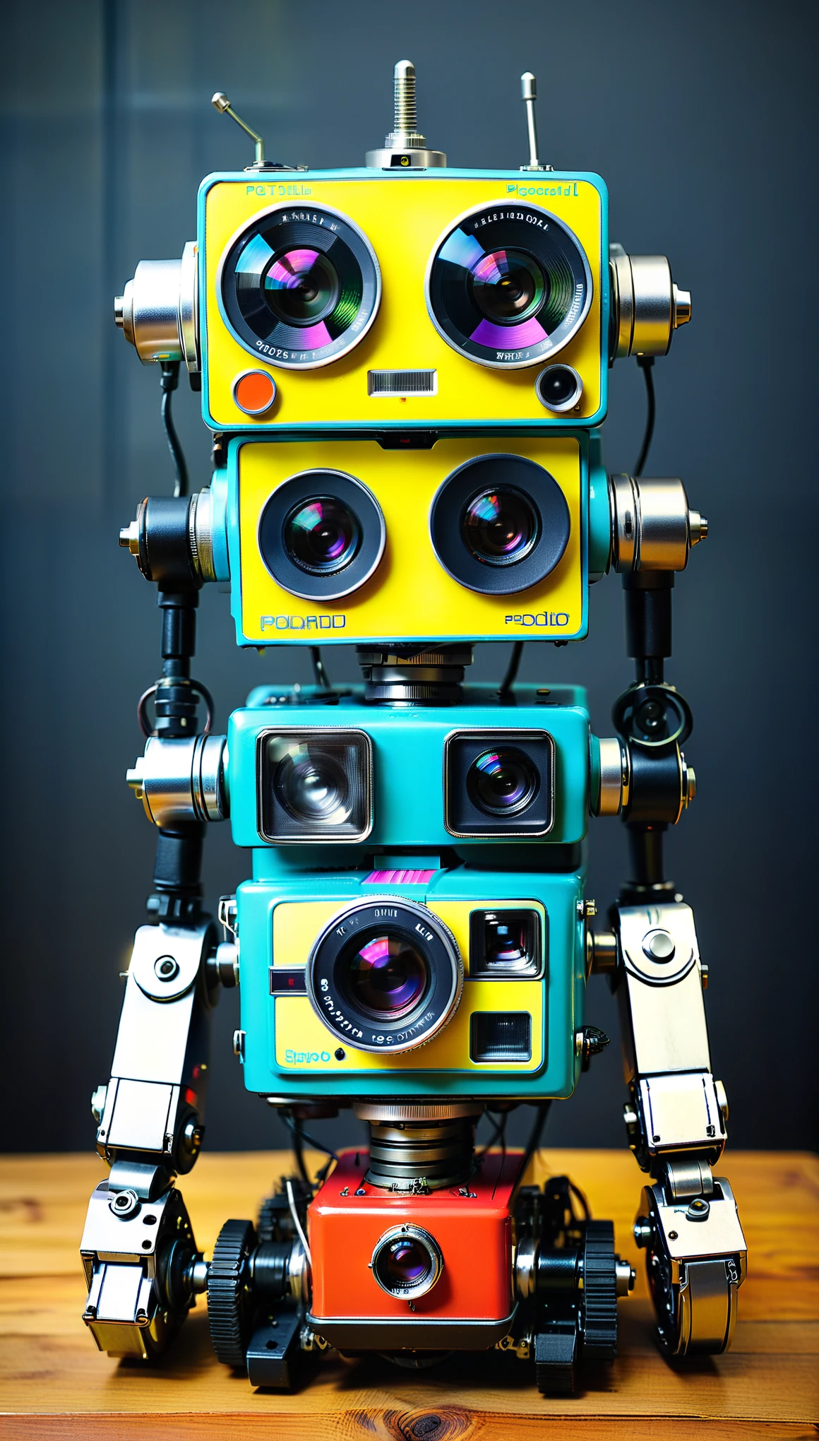  Vintage Polaroid cameras recycled into robots