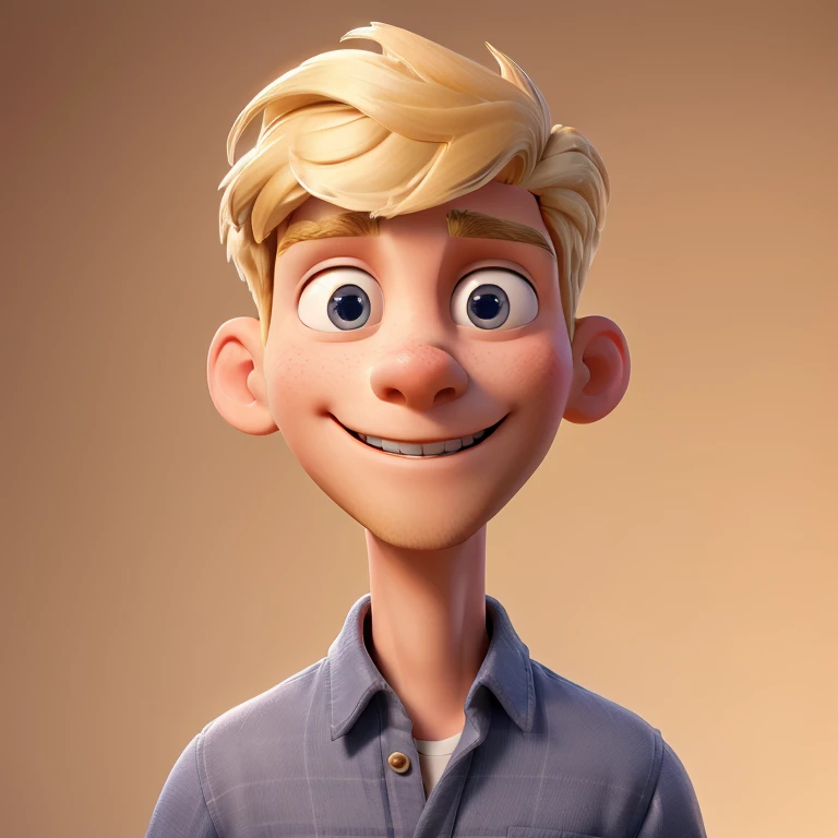 Cute 20 year old boy , huge head, undercut blonds , highly detail eyes,Face avant, barbe blonde , , full body view, Very detailed hands ,Figurines de jouets, Best quality, 3d cartoon,full body view, fantaisie, onirique, surrealism, super mignon, Tendances sur ArtStation