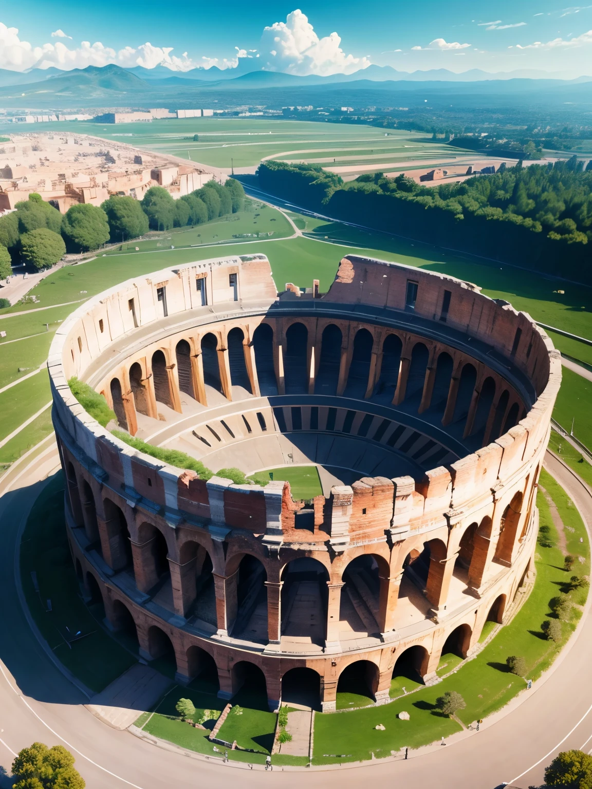 colosseum, ultra detailed, high quality, 8k resolution, angle from above