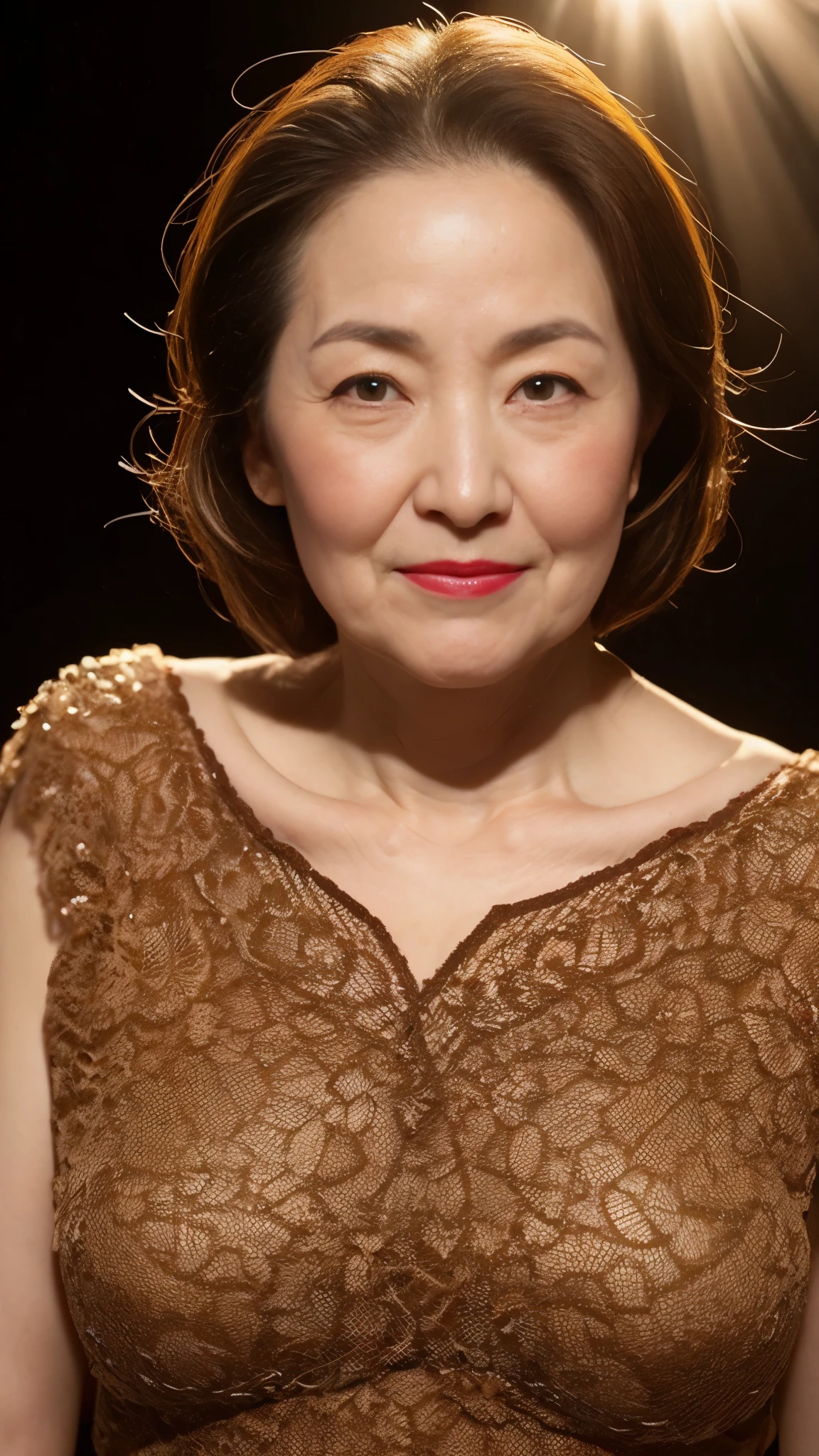 remove background, gravure, (old face), ((in the spotlight)):1.2, describe the lips correctly, red lipstick, from the chest up, Older politician, flashy face, highest quality, Super detailed, realistic, super dense skin, perfect beauty, (Mature Mature), (erotic), 120 years old, big breasts, Bewitching, Glamour, sexy, pure white skin, looking at the viewer,