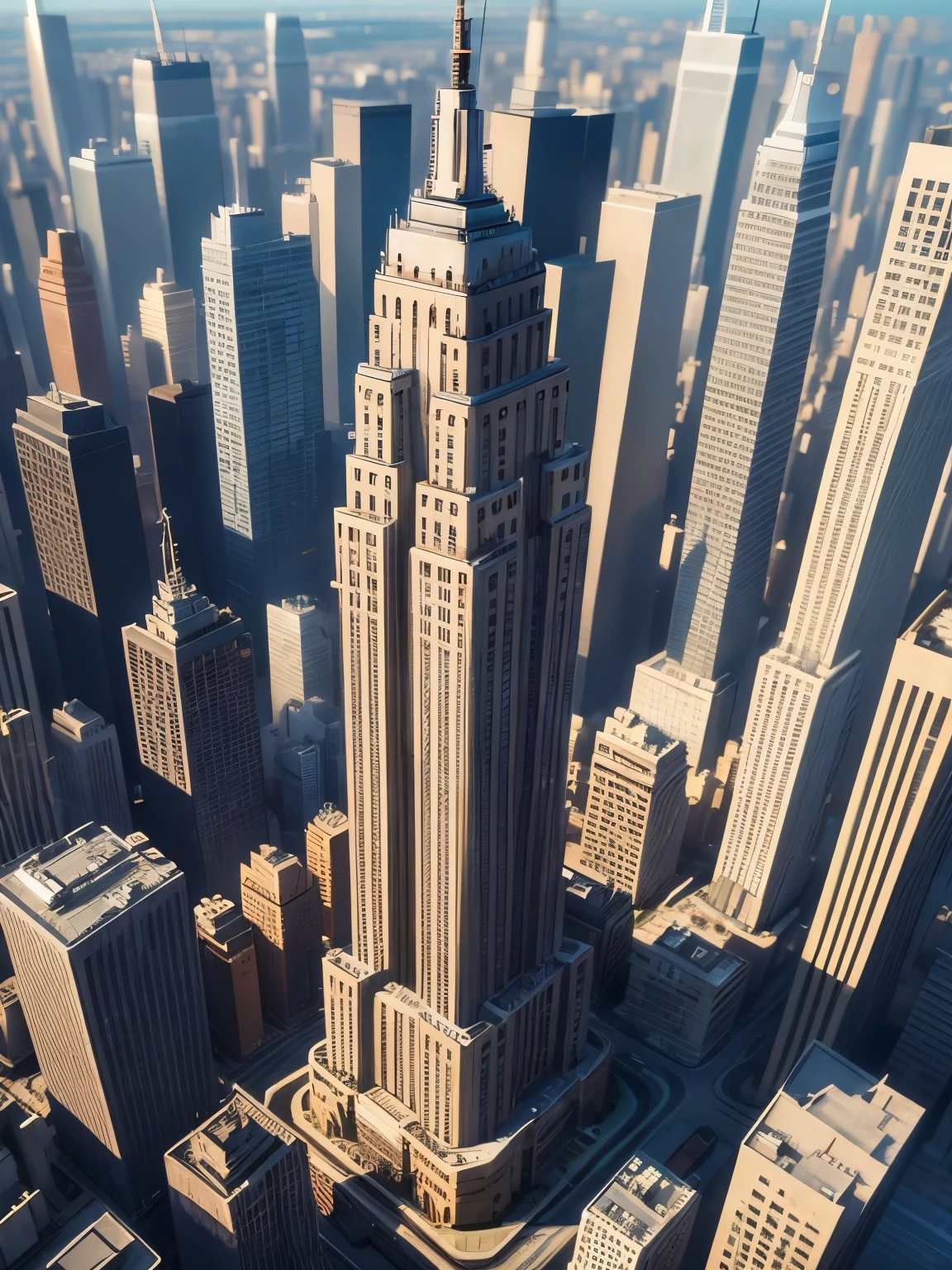 empire state building, ultra detailed, high quality, 8k resolution, zoom out