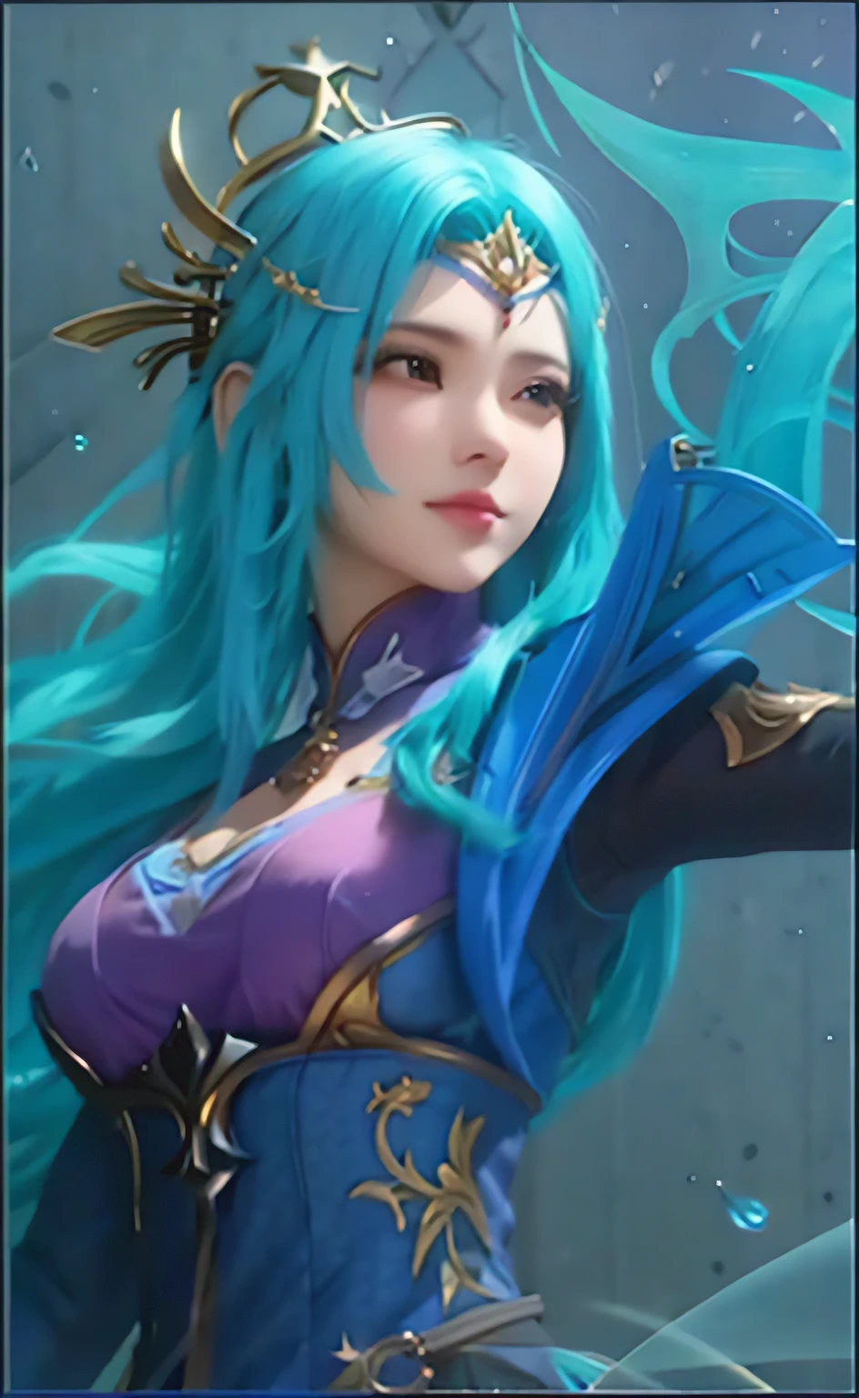 a woman with blue hair and a crown on her head, artgerm lau, ashe, style artgerm, qiyana, ig model | artgerm, irelia, extremely detailed artgerm, ! dream artgerm, trending artgerm, artgerm detailed, kda, artgerm style, artgerm jsc